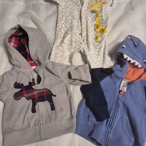 Carter's Gray Hoodie with Moose Design